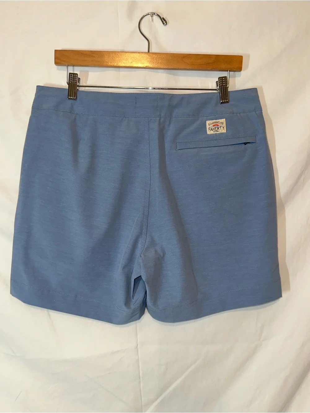 Faherty Light Blue Flat-Front Men's Shorts